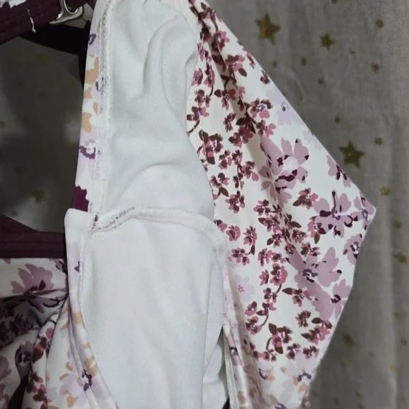 NWOT AdoreMe 1X Floral One-Piece Swimsuit w/Lace-Up Detail & Hooked Back Clasp - Picture 4 of 4